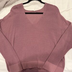 Eileen Fischer Organic Cotton and Nylon V-Neck Mauve Sweater Women